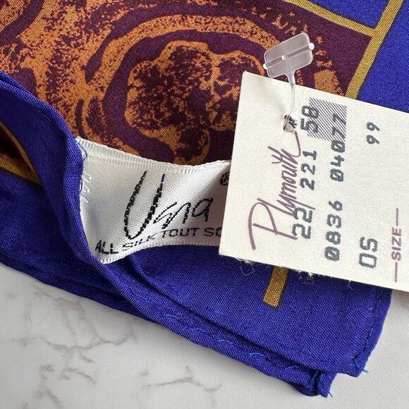 Vintage Vera Neumann Purple, Black & Burgundy Medallion Silk Scarf - 28" Square - Picture 8 of 8